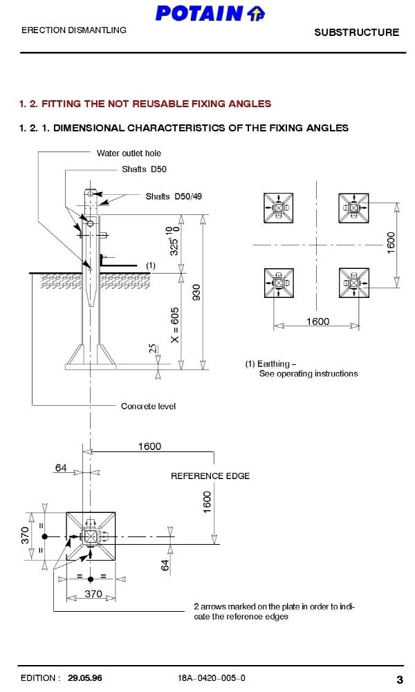 Potain P41A Fixing Angles