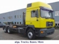 MAN 26.314 6x4 Hüffermann Abrollkipper Hochdach、フックリフトトラック、輸送