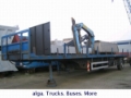 SCHMITZ Kranauflieger mit Kran PK 10.500 gelenkte Achse, Flatbed/Dropside semi-trailers, Transportation