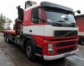 Volvo FM9 / 380, Camion plateau ridelle avec grue, Transport