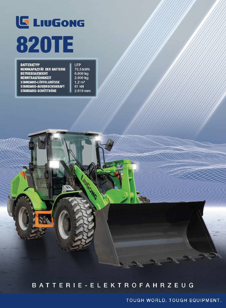 LiuGong 820 TE vollelektrisch, 6.600 kg, 1.2 cbm